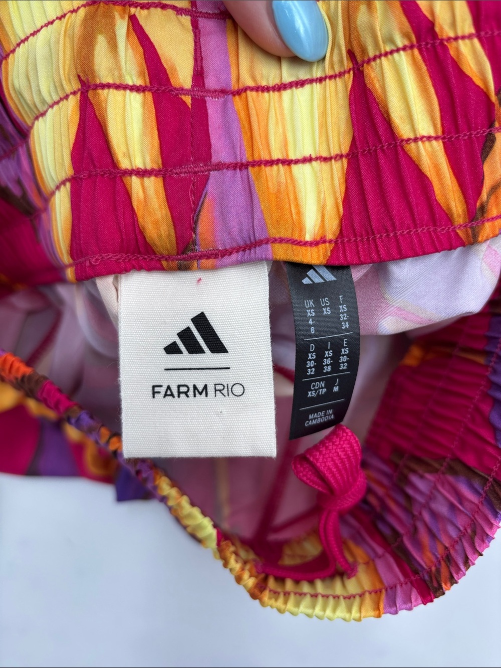 Adidas x Farm Rio Pacer Shorts in Pink/Yellow/Fuchsia - Picture 5 of 6